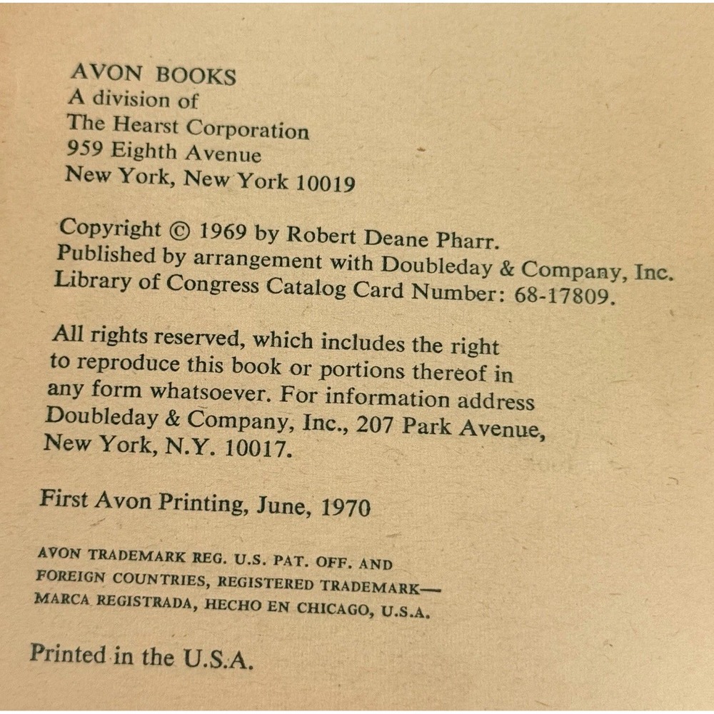 The Book of‎ Numbers Robert Deane Pharr 1970 1st Avon Printing Paperback - Picture 9 of 9